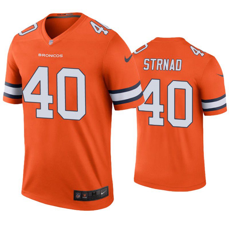 Men Denver Broncos #40 Justin Strnad Nike Orange Color Rush Legend NFL Jersey